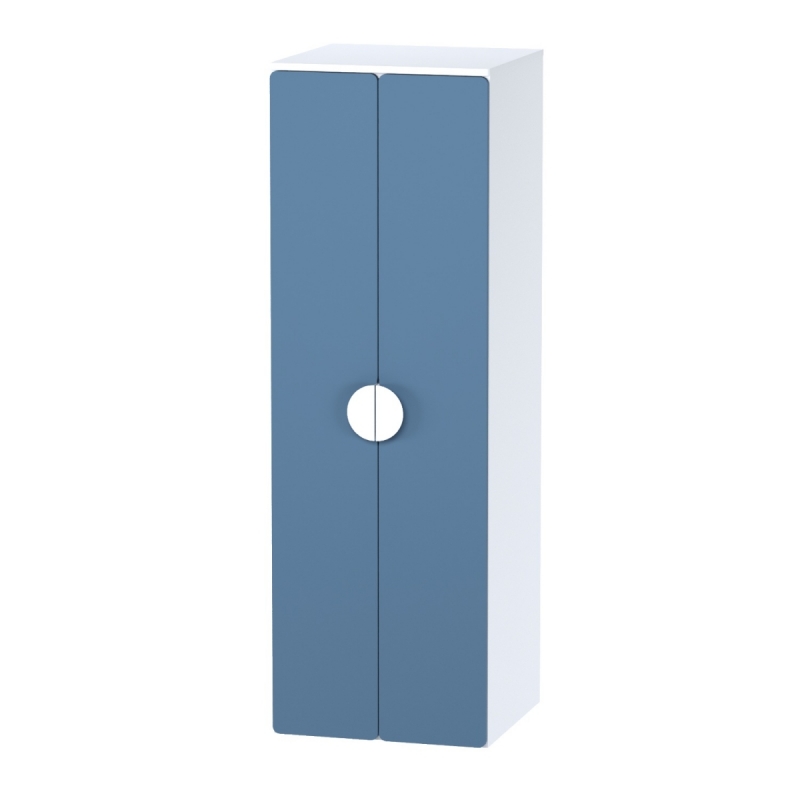 Шкаф распашной с двумя дверьми штангой и полкой ПИКСИ (бело-синий)
