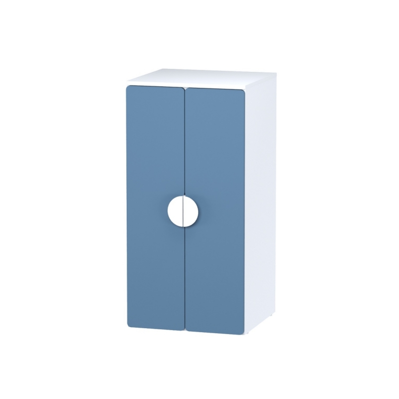 Шкаф распашной с двумя дверьми и полкой ПИКСИ (бело-синий)
