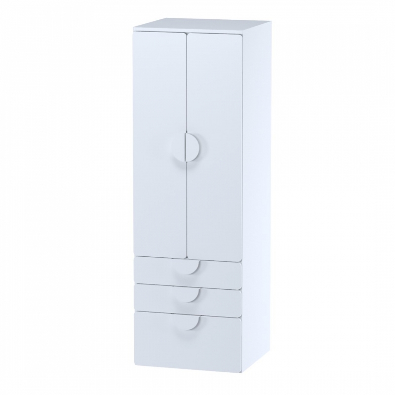 Шкаф распашной с двумя дверьми, тремя ящиками и полкой ПИКСИ (белый)