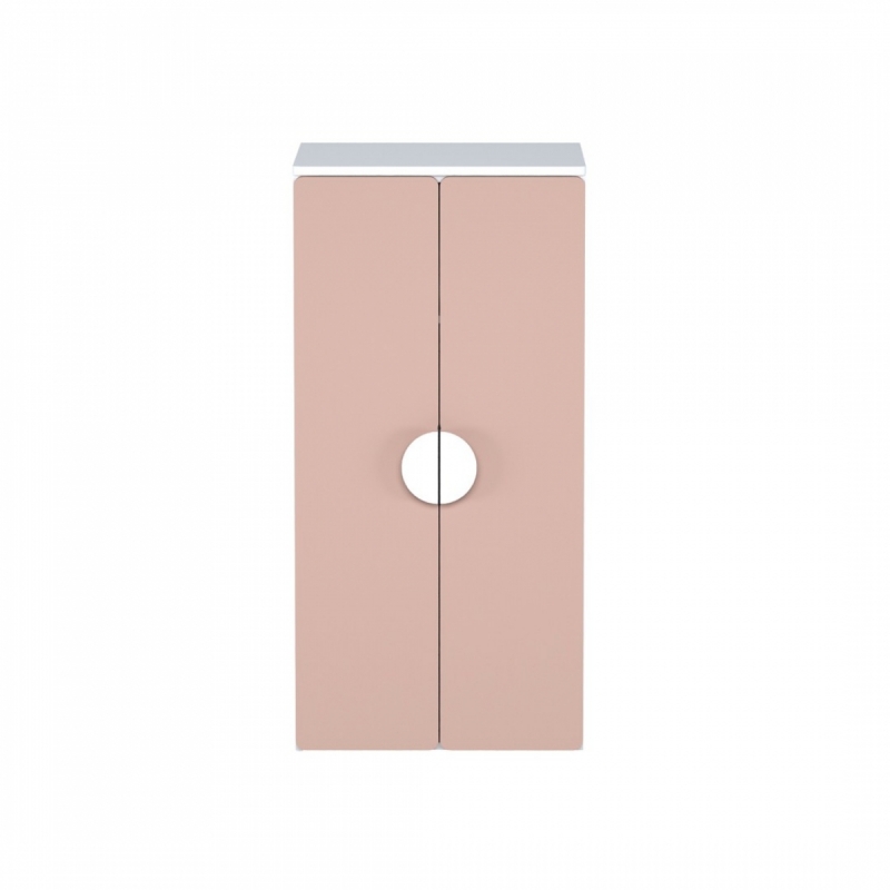 Шкаф распашной с двумя дверьми и полкой ПИКСИ (бело-розовый)