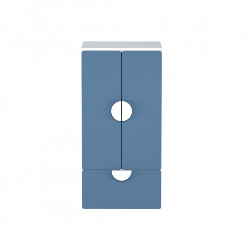 Шкаф распашной с двумя дверьми, полкой и ящиком ПИКСИ (бело-синий)