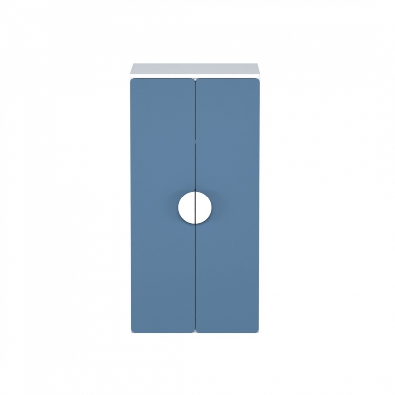 Шкаф распашной с двумя дверьми и полкой ПИКСИ (бело-синий)