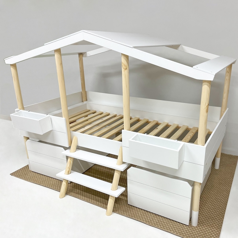 Кровать-домик Homeg с ящиками (белая)