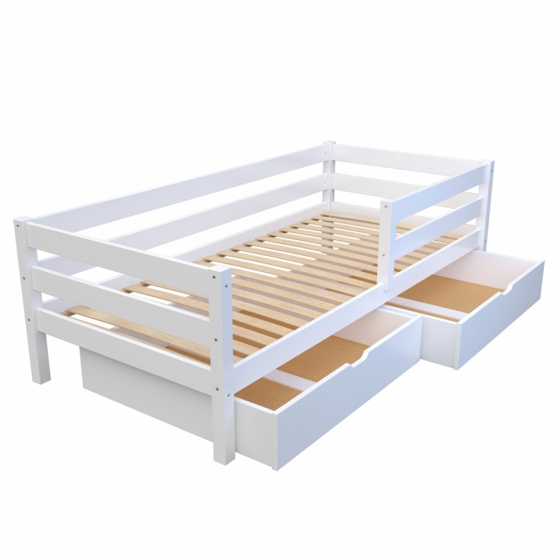 Кровать "Николь" ЭЛИС-1 из массива березы без ящиков (белая)