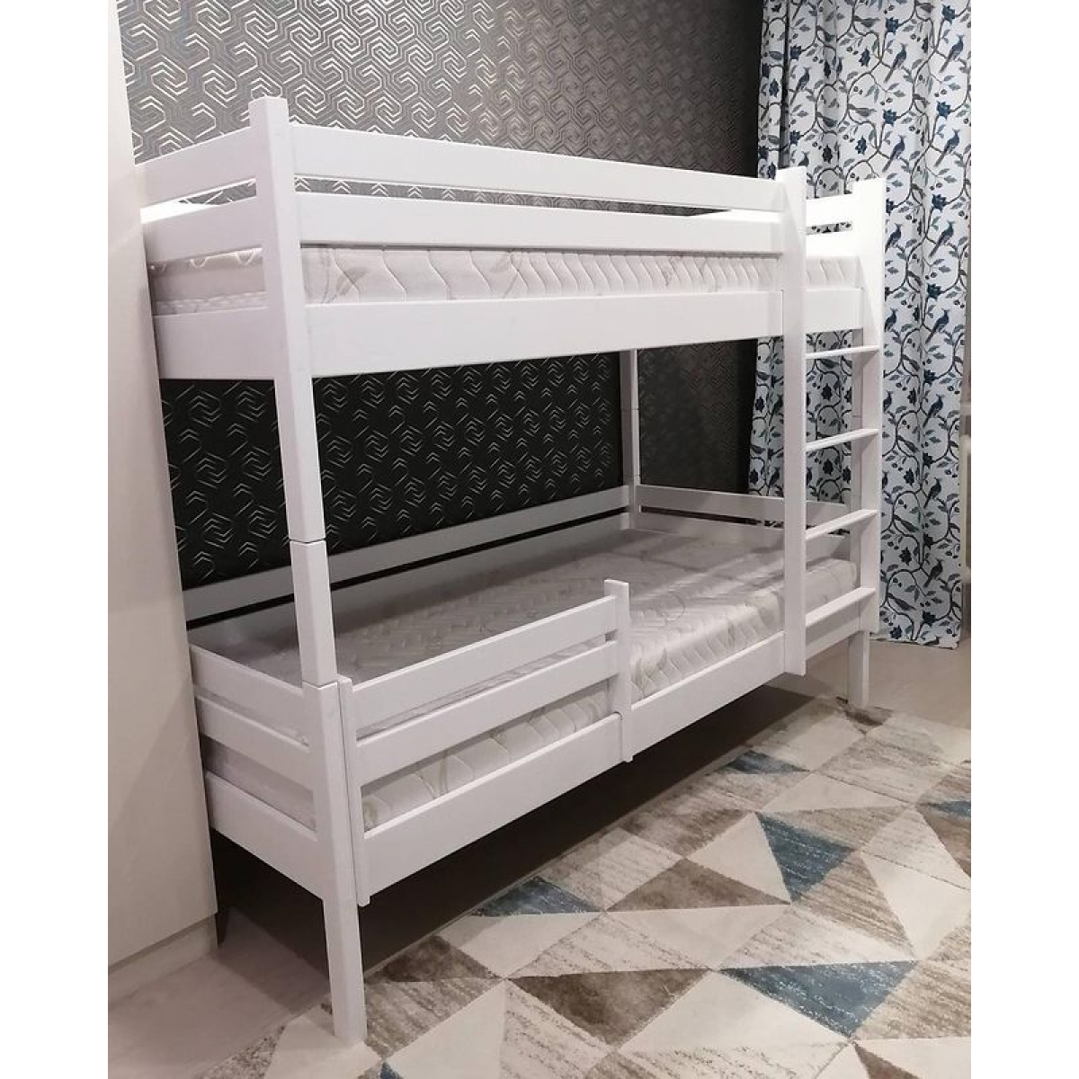 Детская (подростковая) двухъярусная кровать Rostik 2в1 (белая) без нижнего бортика и ящиков