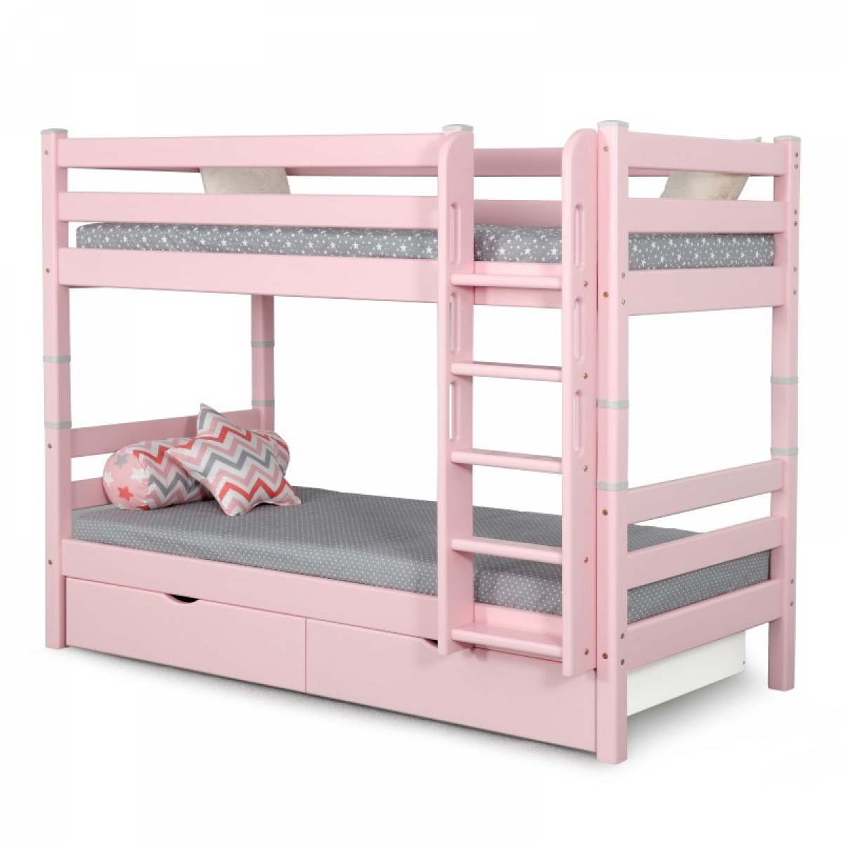 Двухъярусная кровать Соня Вариант 9 с прямой лестницей (розовая)