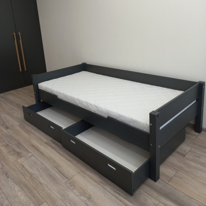 Кровать Амелия с ящиками 200х90 (серая)