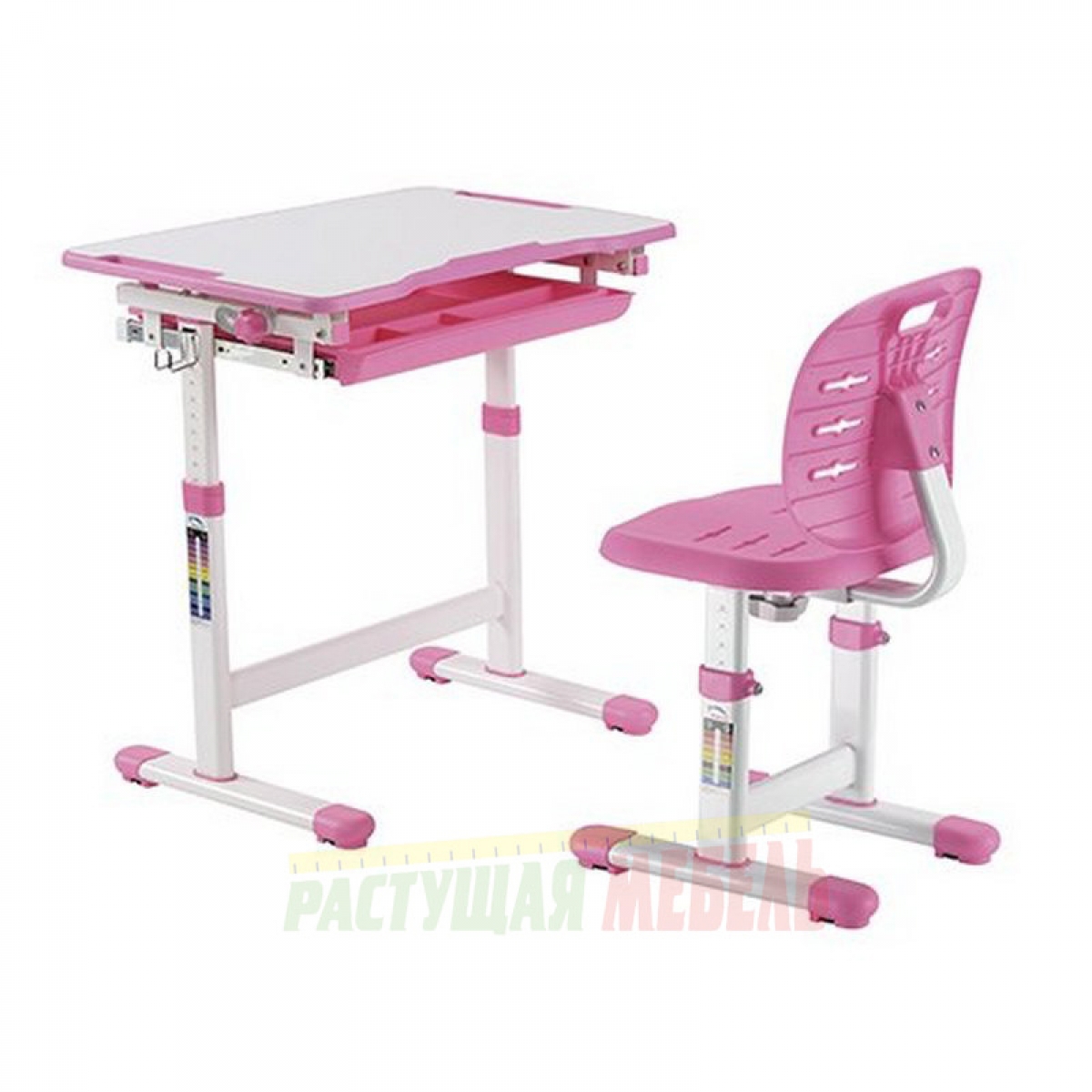 Детский комплект мебели (парта+стул) New Elfin B201S (розовый)