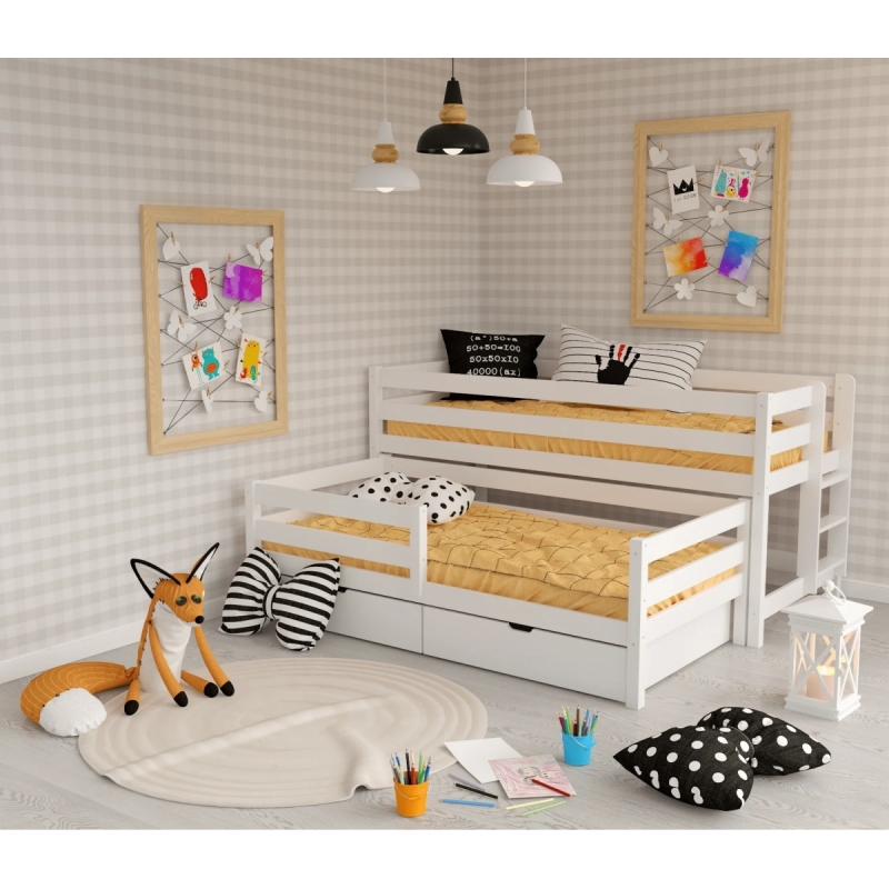 Двухъярусная кровать “Мелита” ЭЛИС-2 из массива березы (белая)