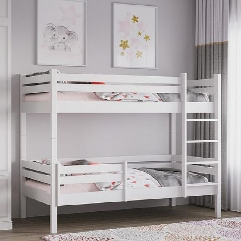 Детская (подростковая) двухъярусная кровать Rostik 2в1 (белая) 200х90 без нижнего бортика и ящиков