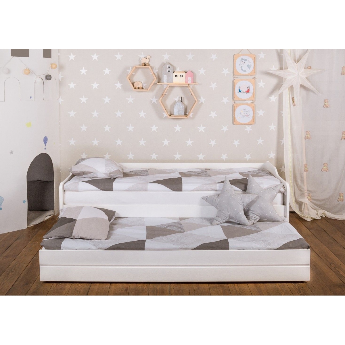 Детская (подростковая) кровать с дополнительным спальным местом Илло (белая)