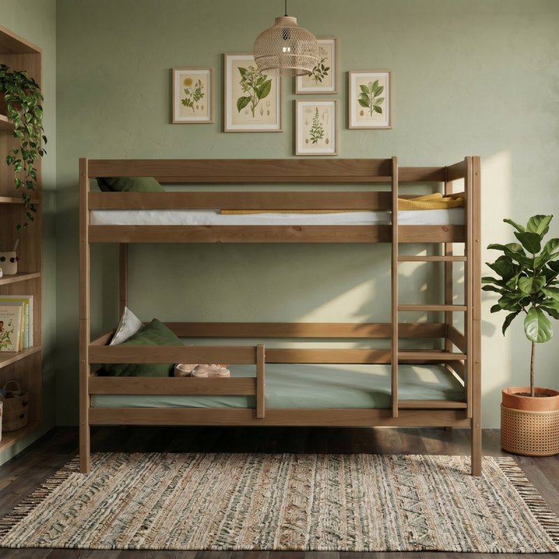 Двухъярусная кровать c бортиком и лестницей Альф maxi (антик)