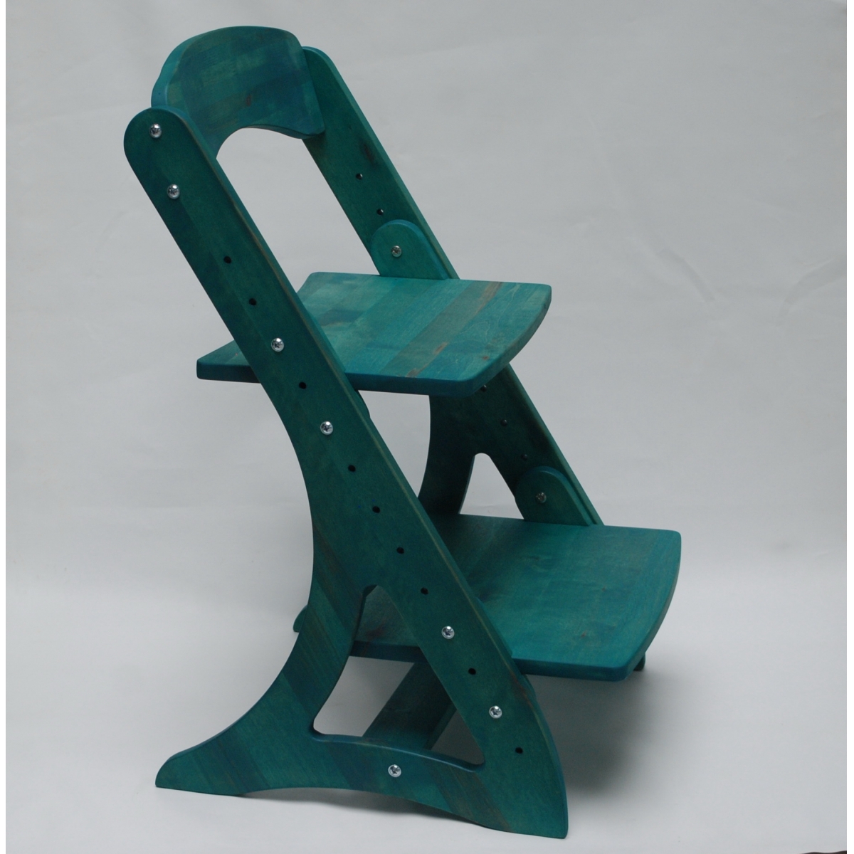 Растущий стул АйКью из массива березы (цвет зелёный павлин)