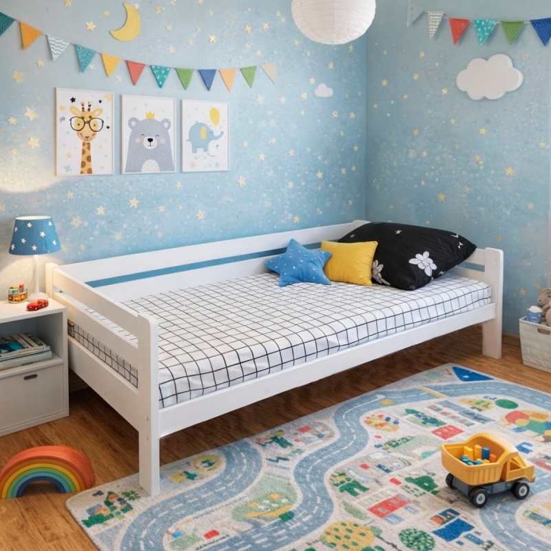 Кровать Ecodrev Классик без бортика и ящиков (белая)