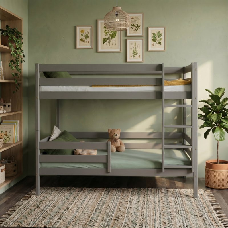 Двухъярусная кровать c бортиком и лестницей Альф maxi (серая)