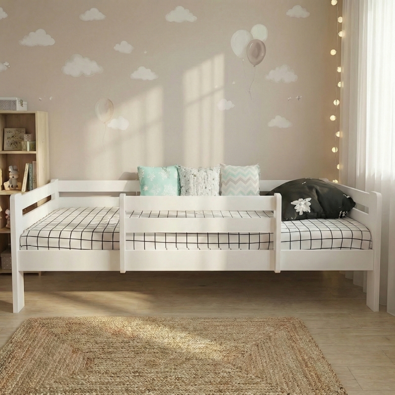 Кровать Ecodrev Классик с бортиком без ящиков (белая)