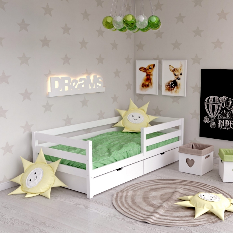 Кровать "Николь" ЭЛИС-1 из массива березы без ящиков (белая)