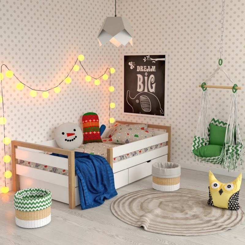 Кровать "Ясмина" ЭЛИС-7 из массива березы без ящиков (белая)