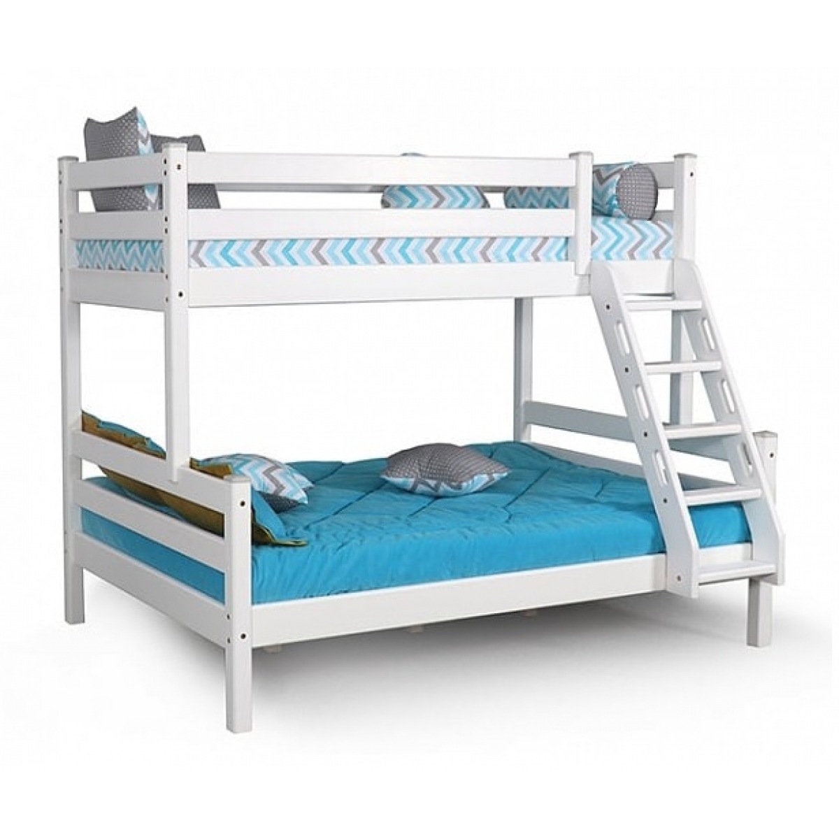Двухъярусная подростковая кровать Адель с наклонной лестницей (белая)