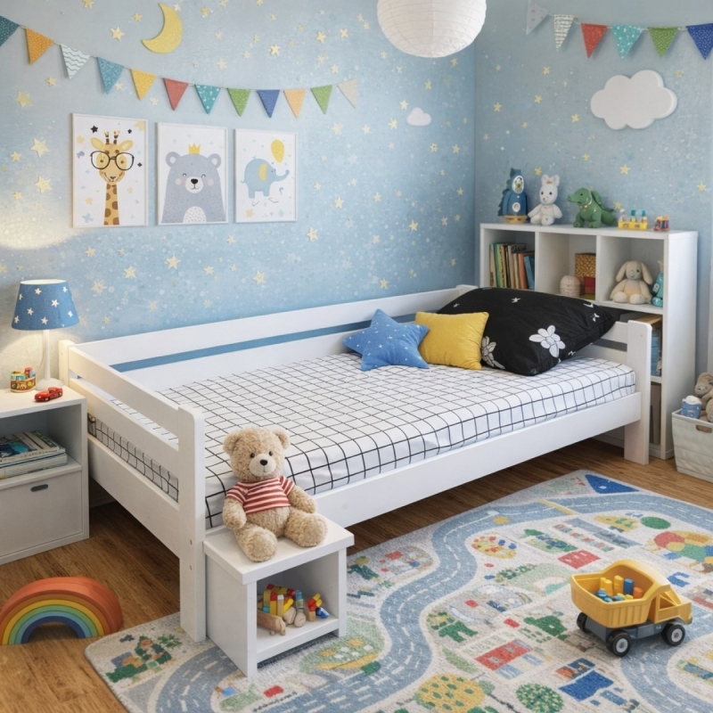 Кровать Ecodrev Классик без бортика и ящиков (белая)