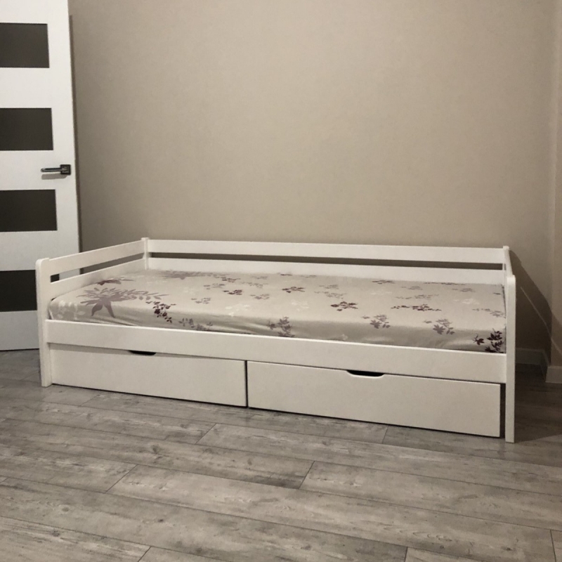 Кровать Ecodrev Классик с ящиками без бортика (белая)
