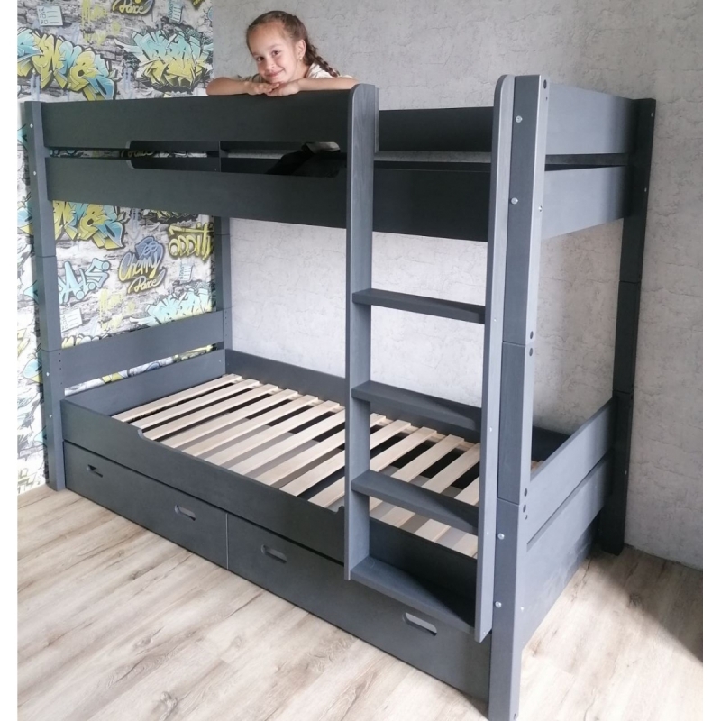 Двухъярусная кровать Амелия 200х90 (серая)