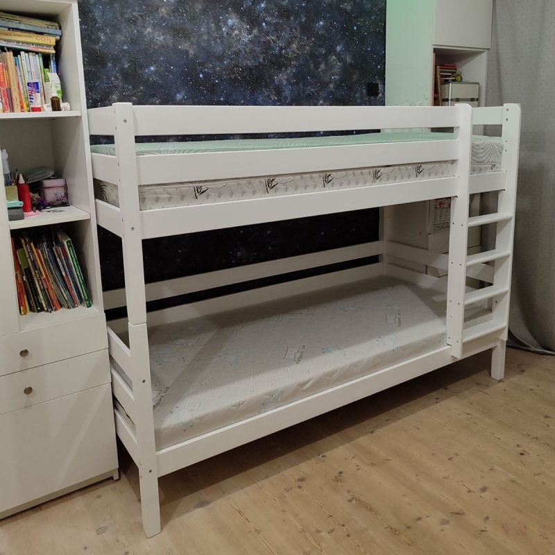 Двухъярусная кровать без нижнего бортика Альф maxi (белая)