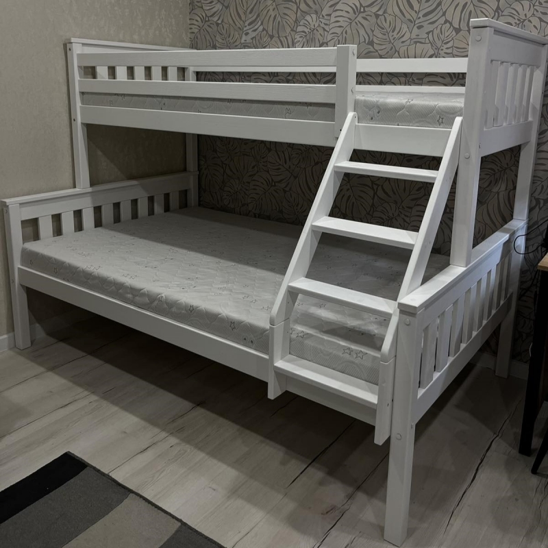 Кровать двухъярусная Мальм 200х120/200х80, 200х140/200х90 см. (белая)