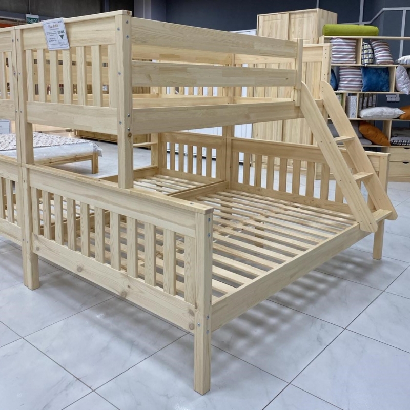 Кровать двухъярусная Вертикаль 200х140/200х90 см. (лак)