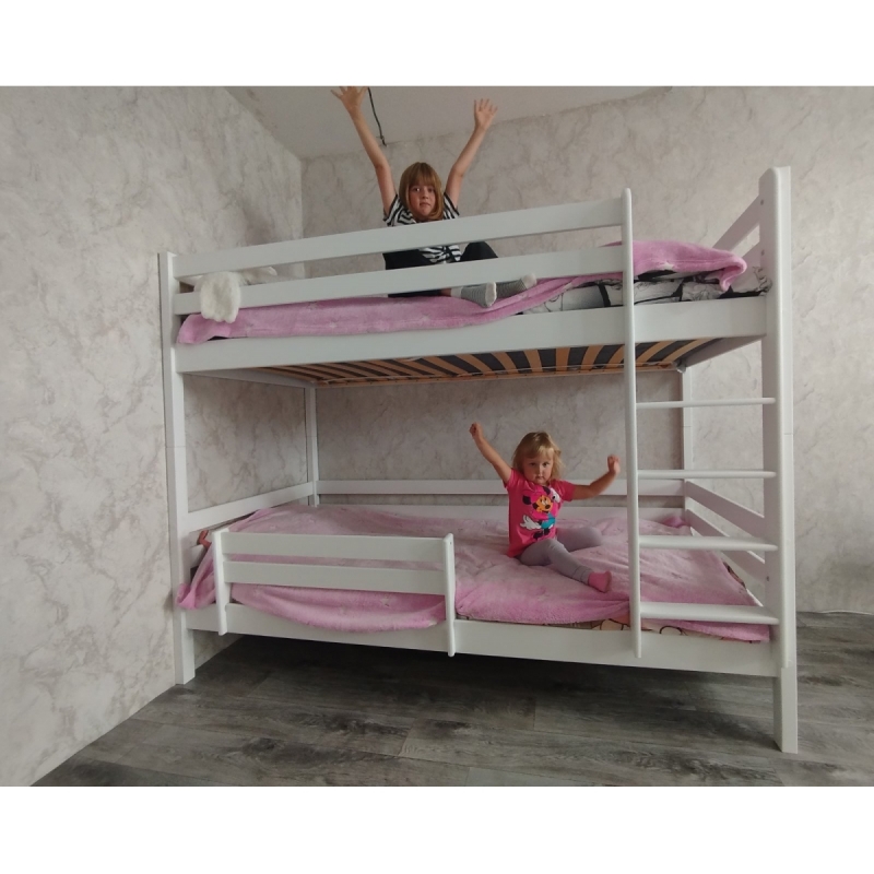 Двухъярусная кровать Ecodrev МФ-1 без бортика и ящиков (белая)