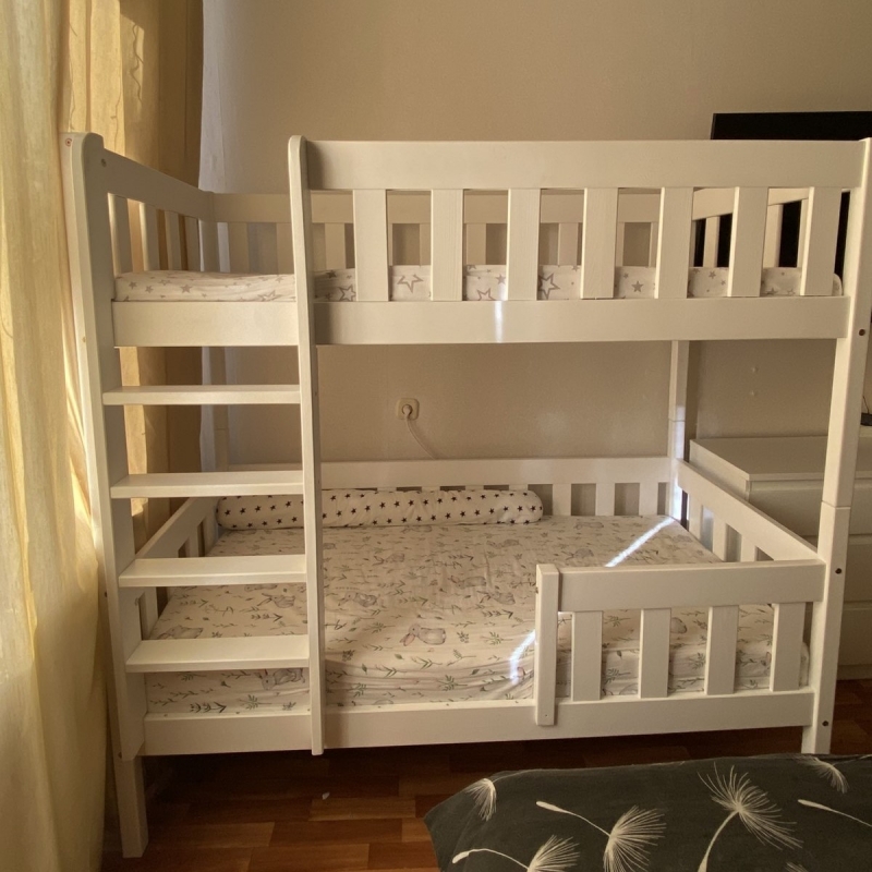 Двухъярусная кровать Грейси с ящиками (белая)