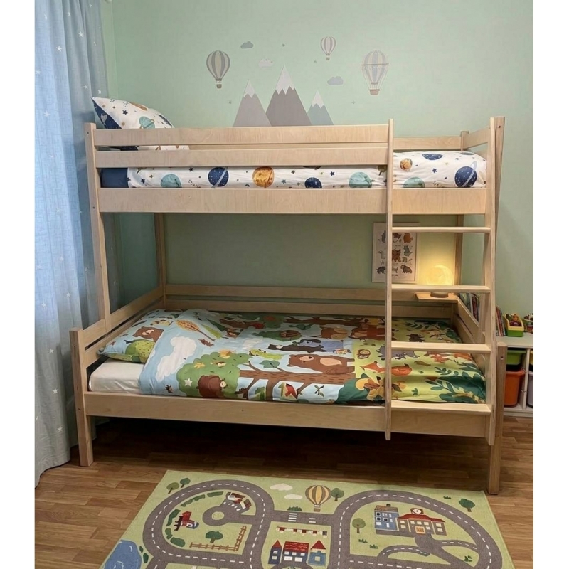 Двухъярусная кровать Rostik 2в1 широкая (лак)