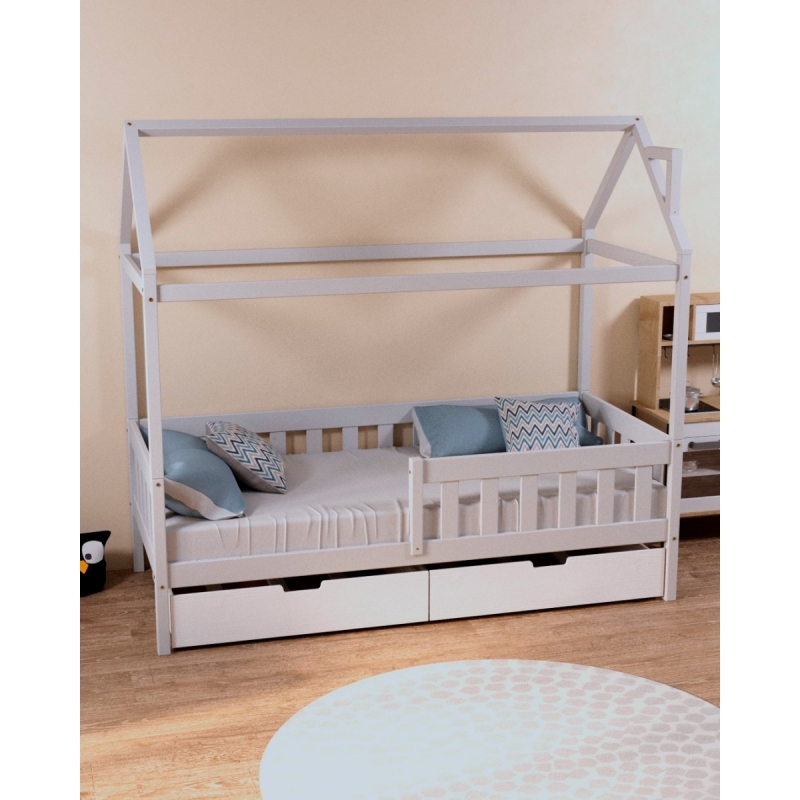 Кровать-домик Грейси с ящиками (белая)