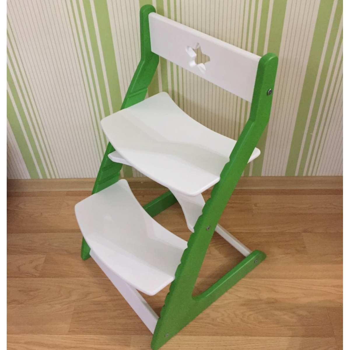 Детский растущий регулируемый стул Ростик/Rostik (бело-зеленый)