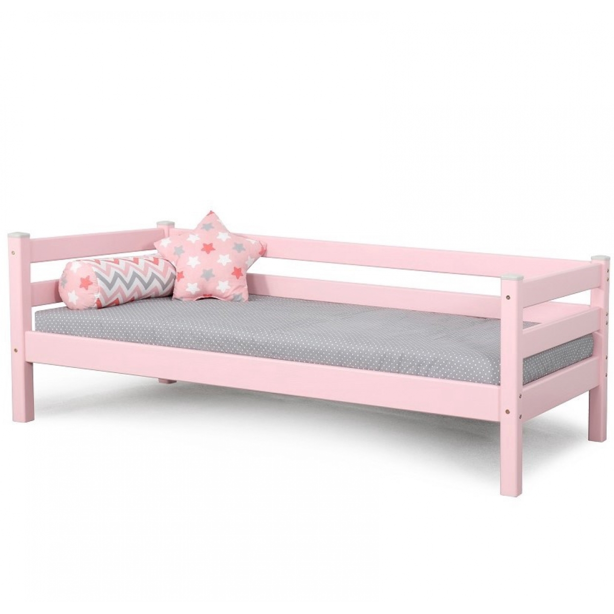Кровать Соня Вариант 2 с задней защитой 190х80 (розовая)