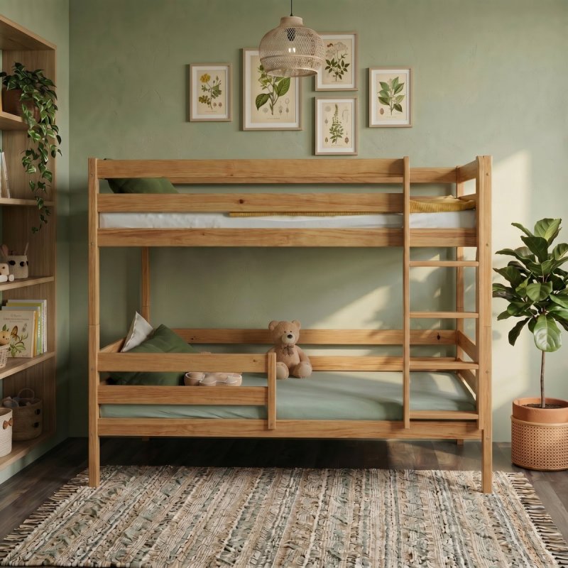 Двухъярусная кровать c бортиком и лестницей Альф maxi (лак)