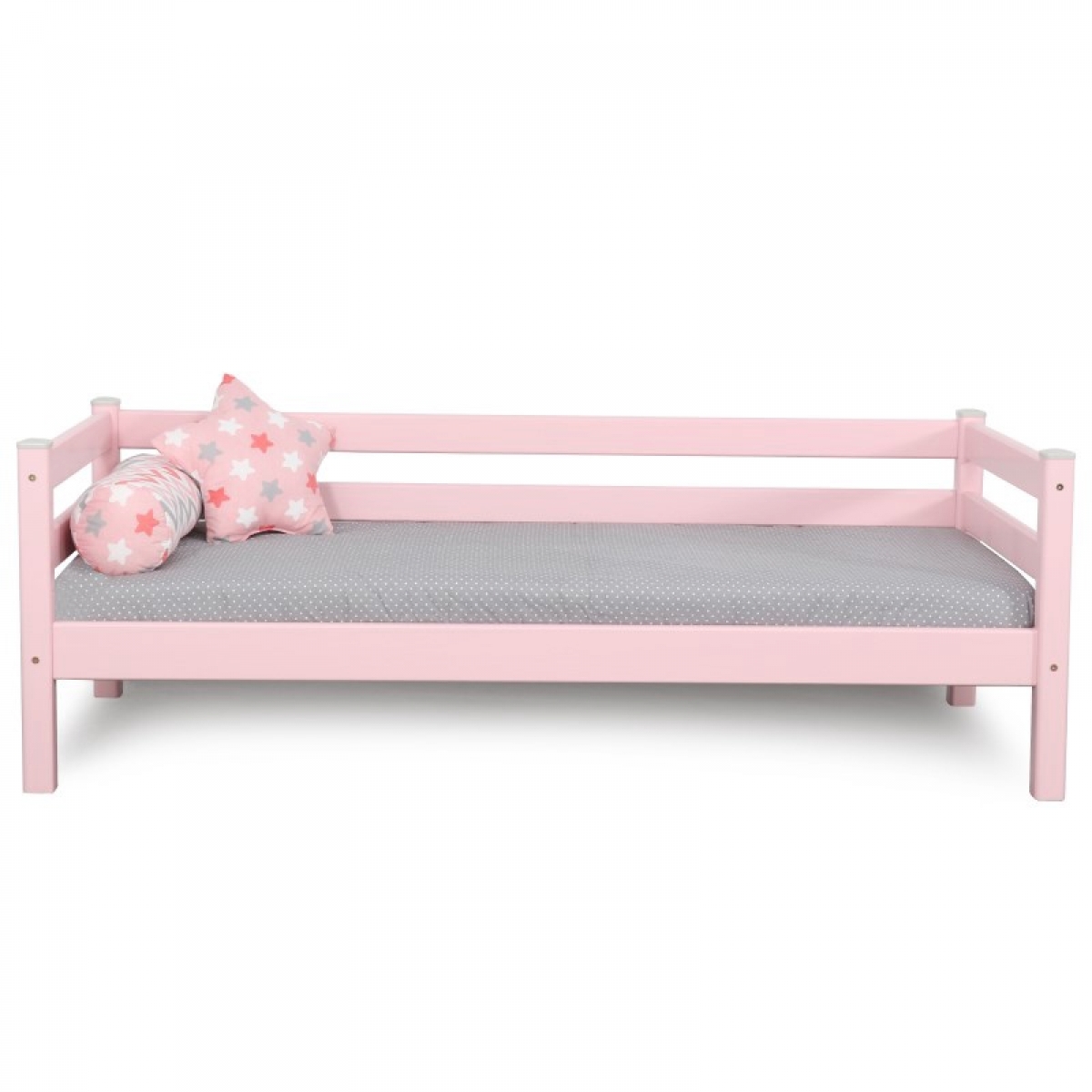 Кровать Соня Вариант 2 с задней защитой 190х80 (розовая)