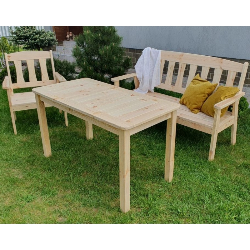 Комплект садовой мебели стол, стул, лавка (без покрытия, шлифованный)