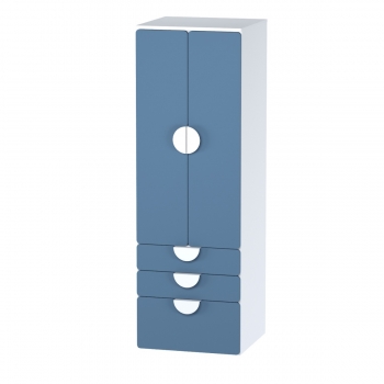 Шкаф распашной с двумя дверьми, тремя ящиками и полкой ПИКСИ (бело-синий)