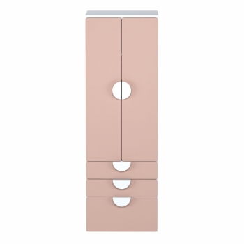 Шкаф распашной с двумя дверьми, тремя ящиками и полкой ПИКСИ (бело-розовый)