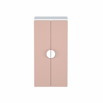 Шкаф распашной с двумя дверьми и полкой ПИКСИ (бело-розовый)