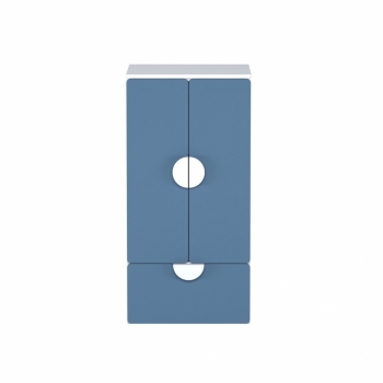 Шкаф распашной с двумя дверьми, полкой и ящиком ПИКСИ (бело-синий)