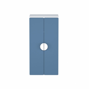 Шкаф распашной с двумя дверьми и полкой ПИКСИ (бело-синий)