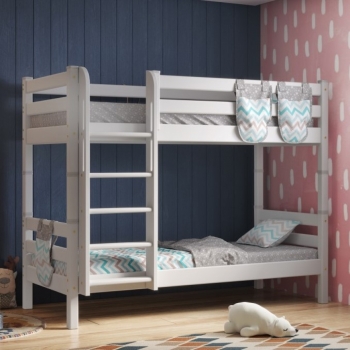 Двухъярусная детская (подростковая) кровать Соня с прямой лестницей (белая)