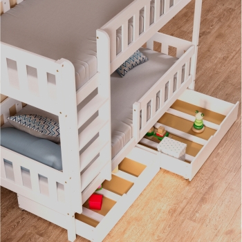 Двухъярусная кровать Грейси с ящиками (белая)