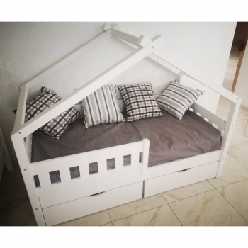 Кровать-домик Малыш с выдвижными ящиками 160х80 (белая) Ф- 141.11