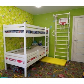 Детская (подростковая) двухъярусная кровать Rostik 2в1 (белая) без нижнего бортика и ящиков
