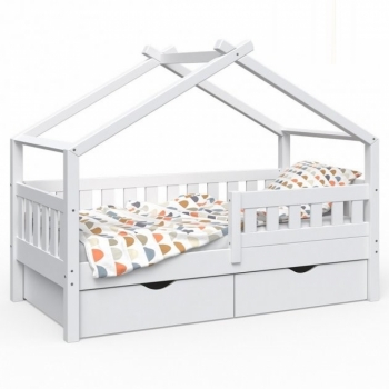 Кровать-домик Малыш с выдвижными ящиками Ф- 141.11 (белая)