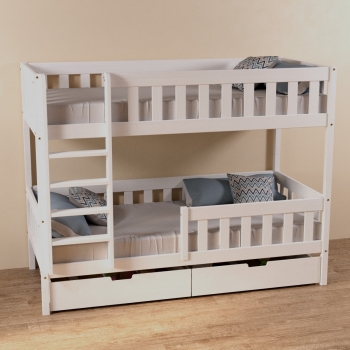 Двухъярусная кровать Грейси с ящиками (белая)