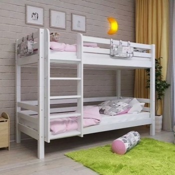 Двухъярусная кровать Соня Вариант 9 с прямой лестницей 190х80 (белая)